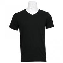 Black V-Neck Lycra T-Shirt For Men