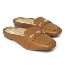 Brown PU Closed Tip Slides For Women