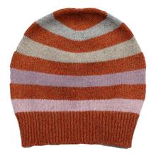 Orange/Grey Striped 100% Cashmere Cap