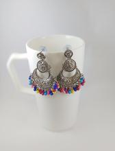 Multicolored Beads Drop Textured Dangle Earrings