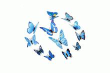 3D Butterfly Wall Stickers (Blue) With Pins - 12Pcs
