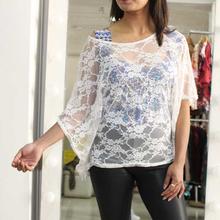 White Embroidery Poncho for Ladies