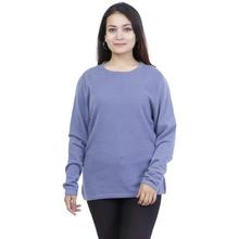 Round Neck Solid Mix Cashmere T-Shirt For Women