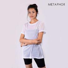 METAPHOR White Solid Net T-Shirt (Plus Size) For Women - MT51