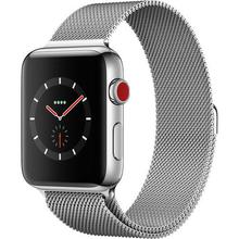 Apple Watch Series 3 42mm Smartwatch (GPS + Cellular, Stainless Steel Case, Stainless Steel Milanese Loop)