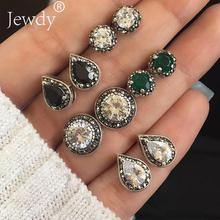 4 Pairs/Set Women Crystal Bohemian Earring Stud Earrings for Women Boucle D'oreille Jewelry Dazzling Cubic Zirconia Opal Brincos