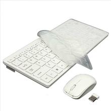 Ultra Thin Wireless Keyboard & Mouse Combo With Free Rubber Cover - White