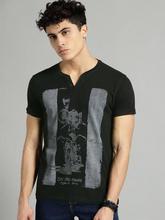 Roadster Men Black Printed Round Neck T-shirt