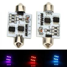 1pair New RGB Remote 39MM-6SMD-5050 Car Width Lamp Strobe Mood Light