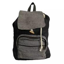 Black/Grey Hemp Flap Lock Backpack- Unisex