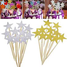 30pcs Glitter Paper Star Cake Toppers Twinkle Cake Decoration Party