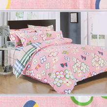 Light Pink Floral Printed Bedsheet with 2 Pillow Covers and Quilt Cover - Double Size