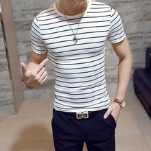 Hot Seller Summer Stripe T-shirt Men's Fashion O-neck