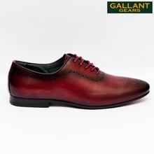 Kapadaa: Gallant Gears Wine Red Leather Lace Up Formal Shoes For Men – (MJDP30-1)