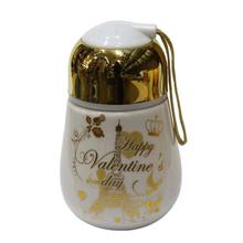 White/Golden Happy Valentine's Day Printed Mug With Lid