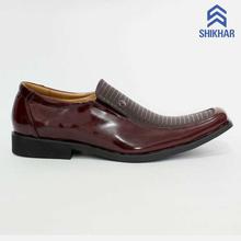 714 Slip On Leather Formal Shoes For Men- Wine/Coffee