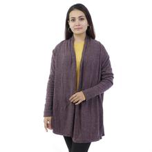 Wine Purple Solid Cardigan For Women