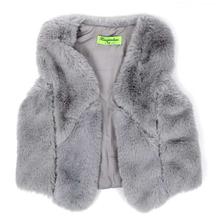 Grey Faux Fur Vest For Girls