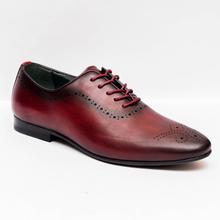 Kapadaa: Gallant Gears Wine Red Leather Lace Up Formal Shoes For Men – (MJDP30-1)