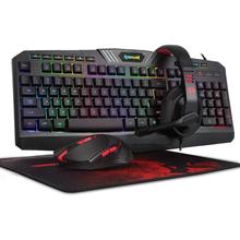 Redragon S101 Wired RGB Backlit Gaming Keyboard and Mouse, Gaming Mouse Pad, Gaming Headset Combo All in 1 PC Gamer Bundle for Windows PC – (Black)