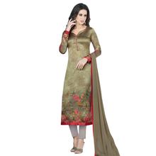 Stylee Lifestyle Olive Green Satin Printed Dress Material (1365)