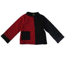 Red/Black Front Zippered Two Toned Fleece Jacket For Kids-F27.3.62