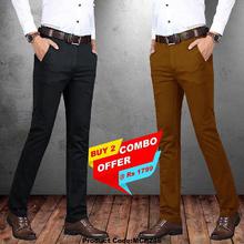 Hifashion Men's Stretchable Cotton Pants-Grey/Brown