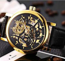 Sewor Mechanical Watch Men Luxury Black Skeleton Watches Leather Clock Business Casual Men Watches
