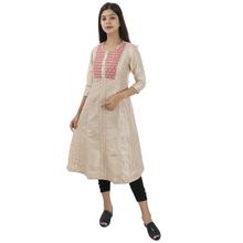 Golden kurti with pink embroidery work