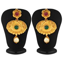Sukkhi Estonish Gold Plated Red And Green Stone Necklace Set