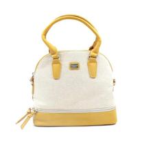 David Jones Yellow/Beige Two Toned Zippered Handbag For Women