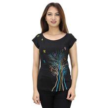 Black Garud Printed T-Shirt For Women