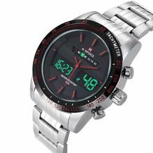 NaviForce NF9024 Date/Day Function Double Time Analog/Digital Watch - Silver