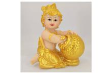 Bal Krishna Statue (Golden, 6" X 4.5" X 3")