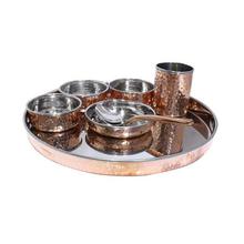 Bronzerr Copper Hammered Design Dinner Set - 7 Pieces