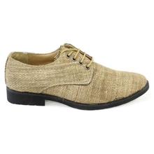 Shikhar Shoes Beige Textured Allo Fiber Lace-Up Shoes For Men - 1012