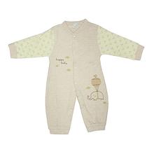 Beige Elephant Printed Body Suit For Babies