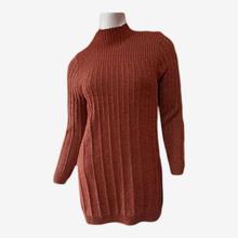 Brown Solid Woolen Turtle Neck Sweater For Women