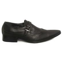 KILOMETER Black Shiny Buckle Lock Formal Shoes For Men