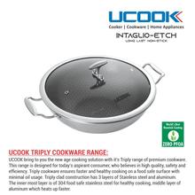 UCOOK Stainless Steel Triply Induction Compatible Non Stick Kadai with Etched Finish & Glass Lid (260 mm/3.5 litres)