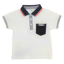 White/Black Front Pocket Polo Shirt For Baby Boys