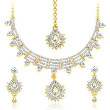 Sukkhi Exotic Gold & Rhodium Plated AD Necklace Set For