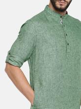 Freehand Men Green & White Solid Kurta with Pyjamas