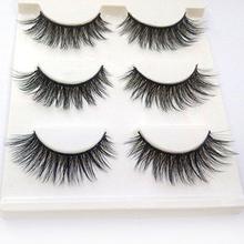 3D Fake Eyelashes Makeup Hand-made Dramatic Thick Crisscross Deluxe False Lashes Black Nature Fluffy Long Soft Reusable 3 Pair Pack