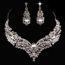 1 Set Fashion Crystal Drop Necklace Earrings Jewelry Set