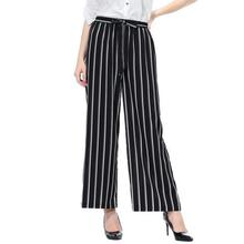 New Fashion Summer Wide Leg Pants Women High Waist Plaid