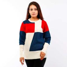 White/Blue/Red Block Intersia Sweater(LL-16-10)