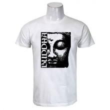 Wosa - White Round Neck Buddha Print Half Sleeve Tshirt for Men