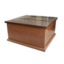 Reddish Brown Wooden Glass Covered Box Table