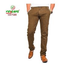 Virjeans Stretchable Cotton Check Chinos Pant for Men (VJC 712) Brown